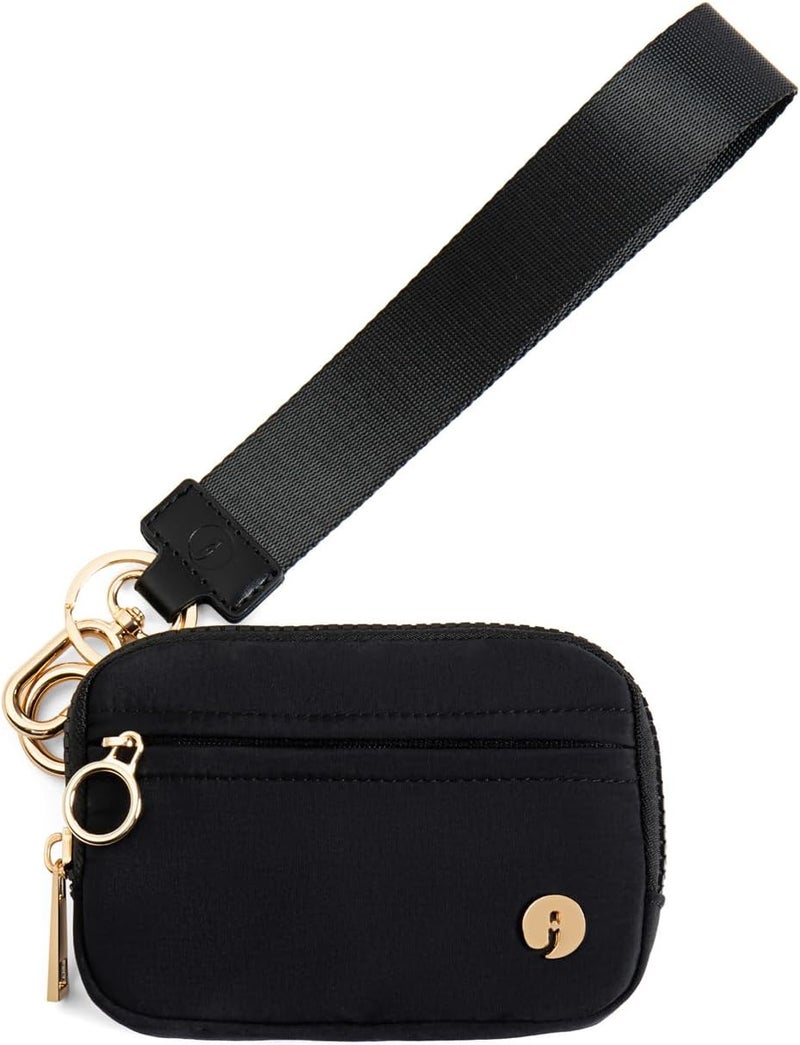 JEEBURYEE Wristlet Keychain Wallets for Women RFID Blocking Credit Card Holder Small Zipper Coin Purse Change Pouch with ID Window and Detachable Wrist Strap Black - Image 1